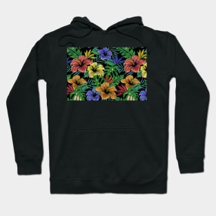 Beach Tropical Bouquet of Hibiscus Colorful Flowers Hoodie